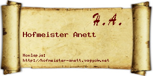 Hofmeister Anett névjegykártya